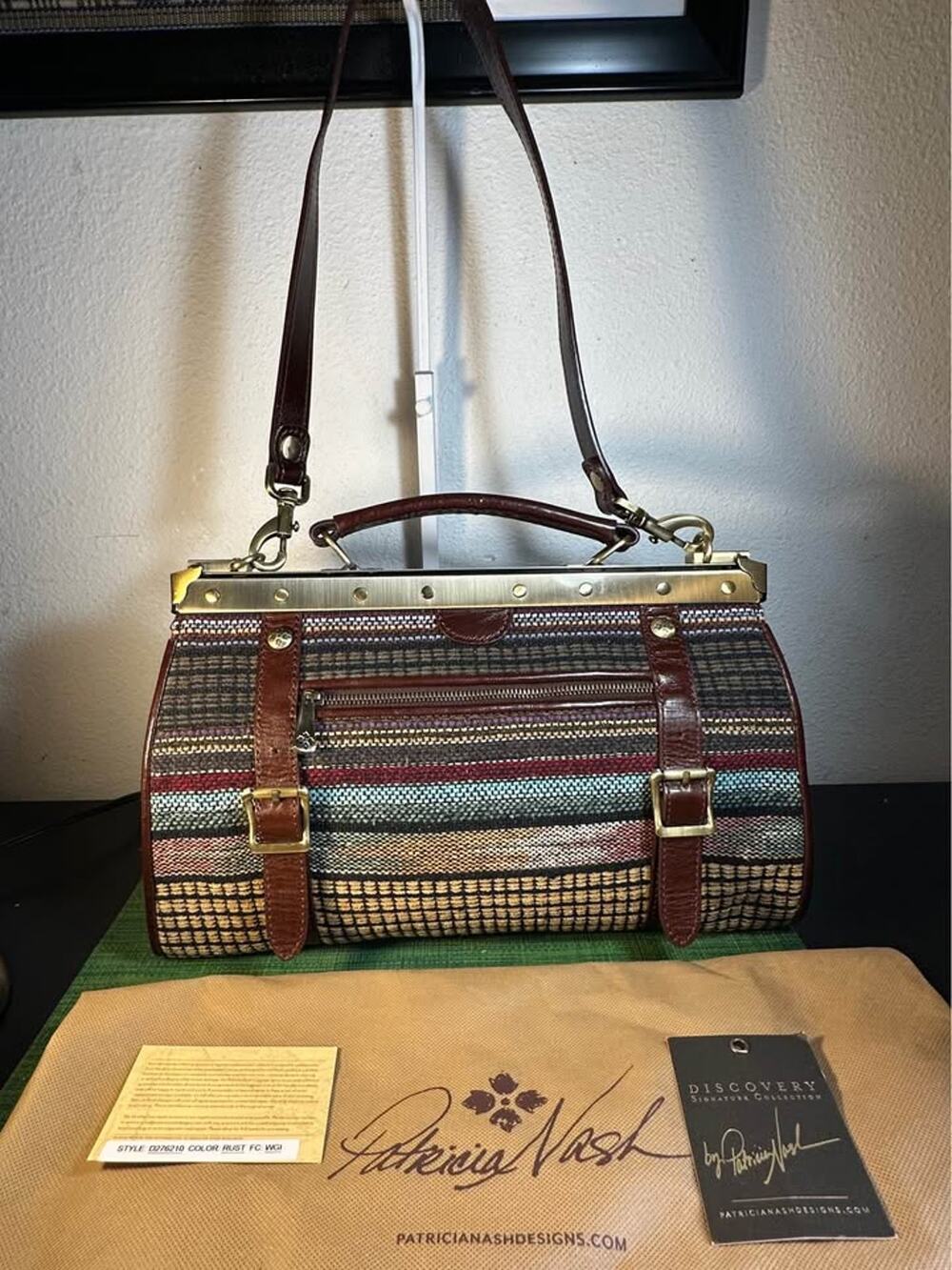 Patricia Nash Discovery Limited Edition Woven Doctor Frame Satchel 42 of 200